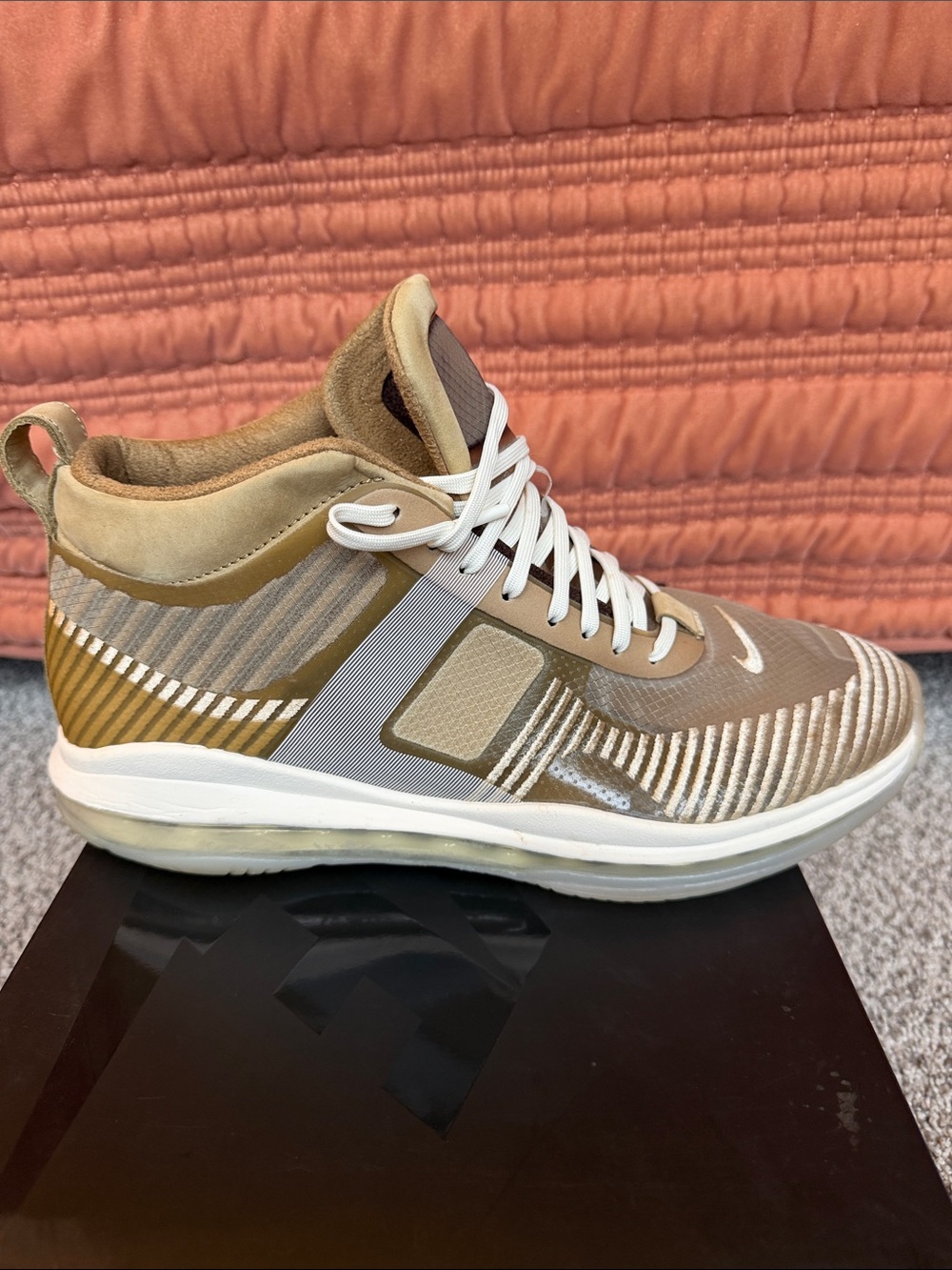 Nike LeBron X John Elliott Men's High-Top Athletic Sneaker in Tan and White